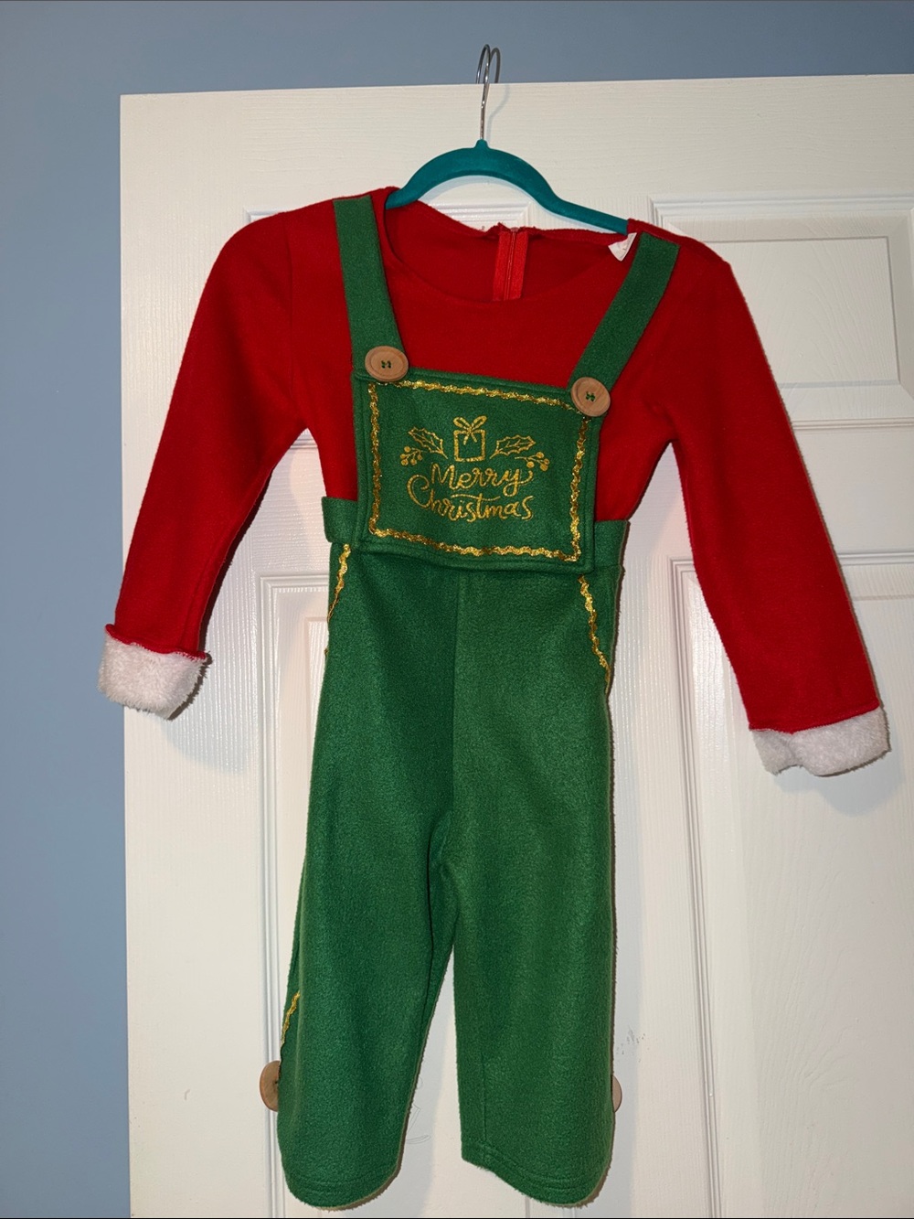 Kids Merry Christmas Elf Holiday Overalls